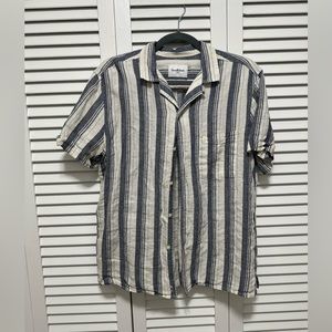 Navy & White Striped Linen Shirt